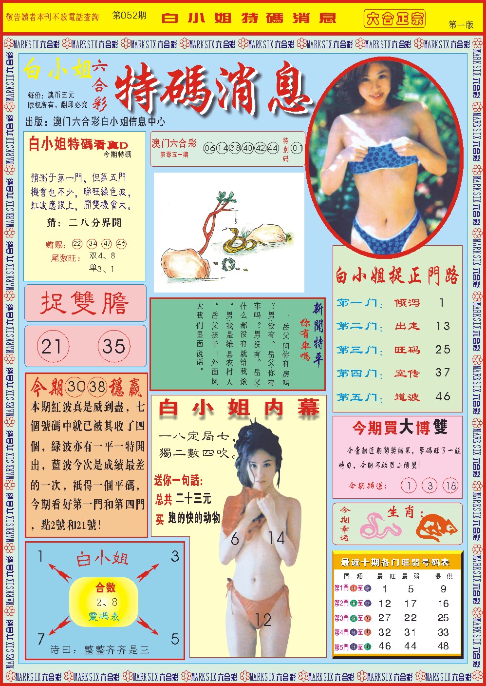 052期白小姐特码消息A[图]