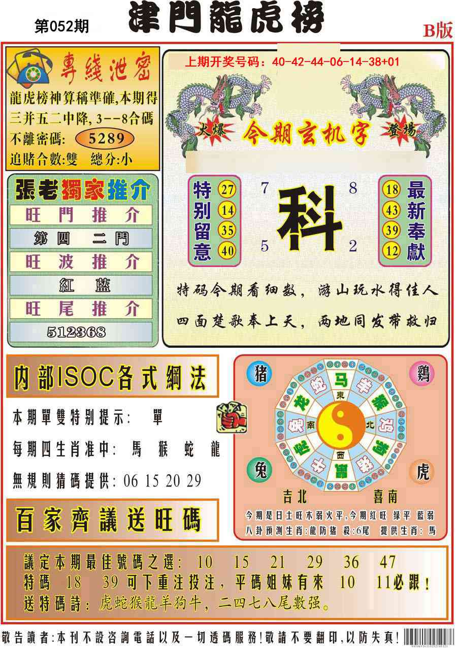 052期津门龙虎榜B[图]