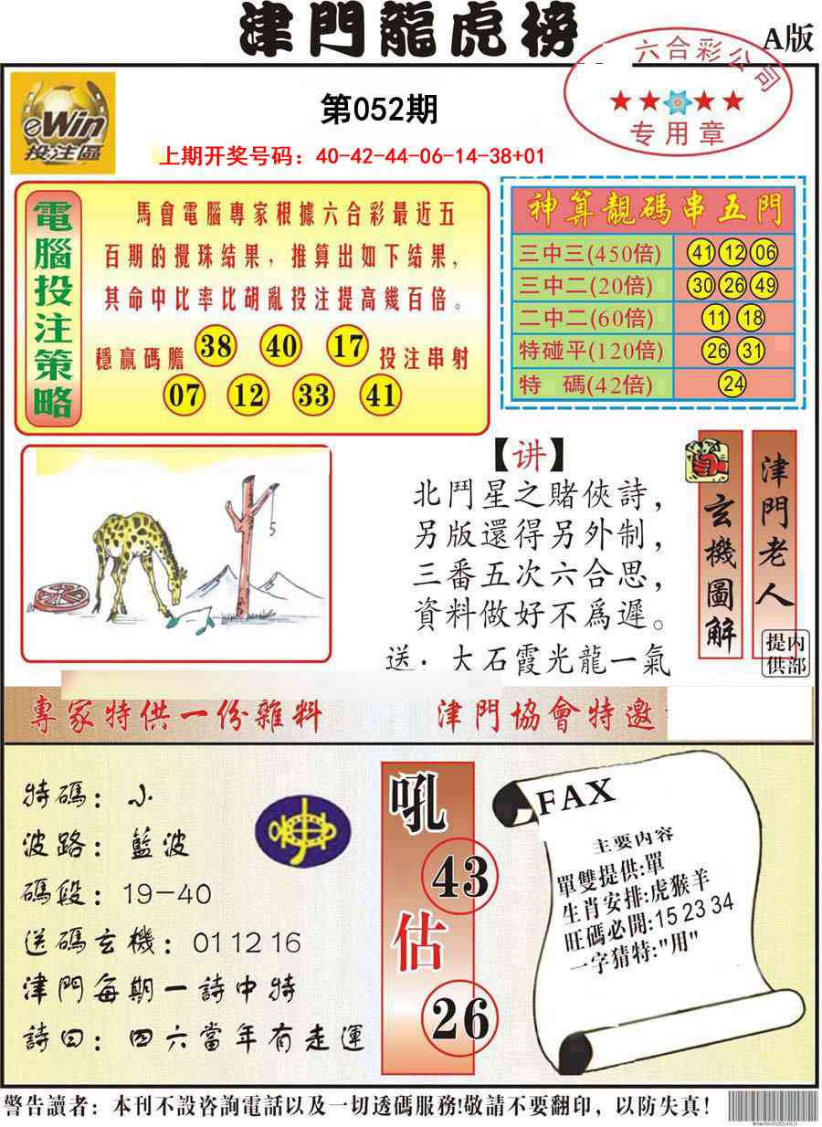 052期津门龙虎榜A[图]