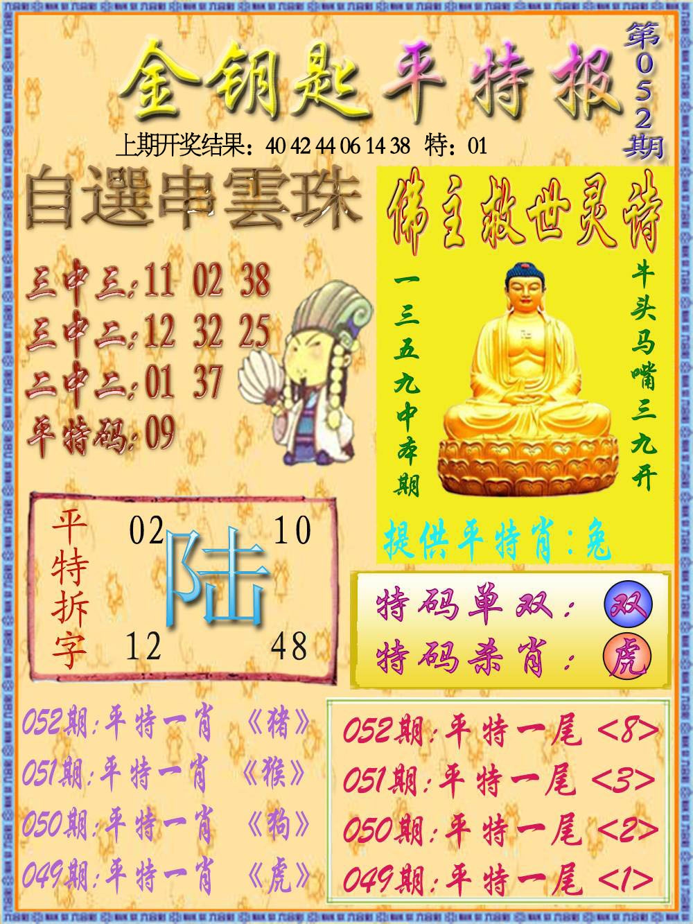 052期金钥匙平特报[图]