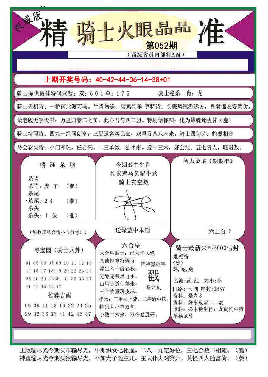 052期骑士火眼晶晶（正）[图]