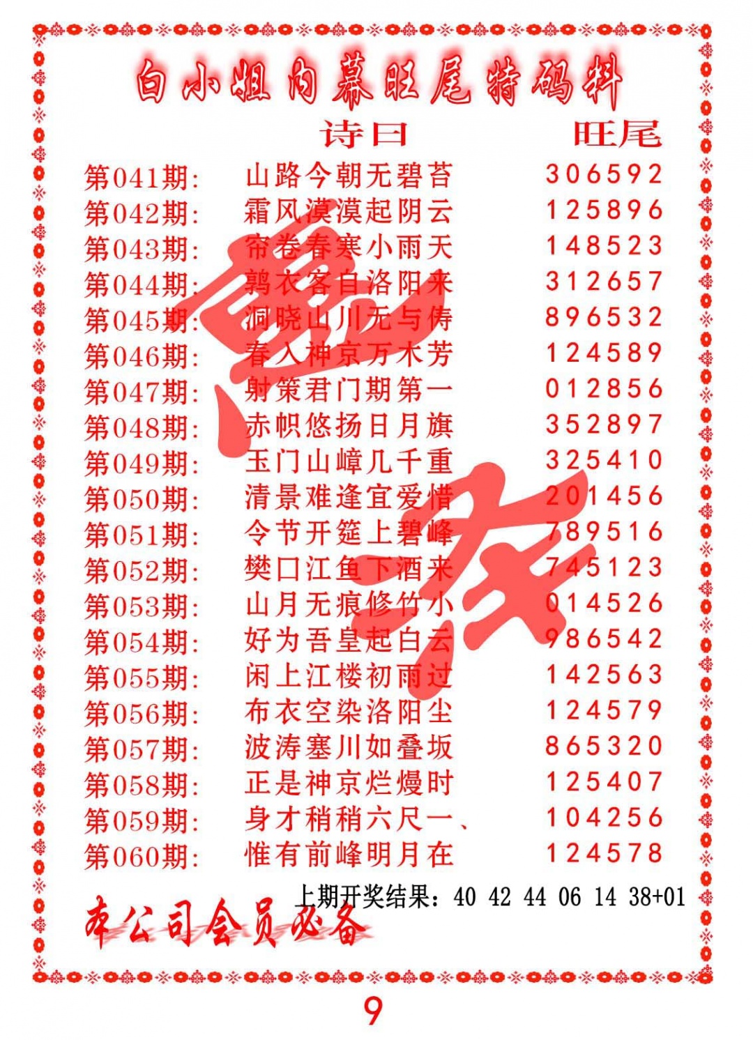 052期内幕旺尾特码料[图]