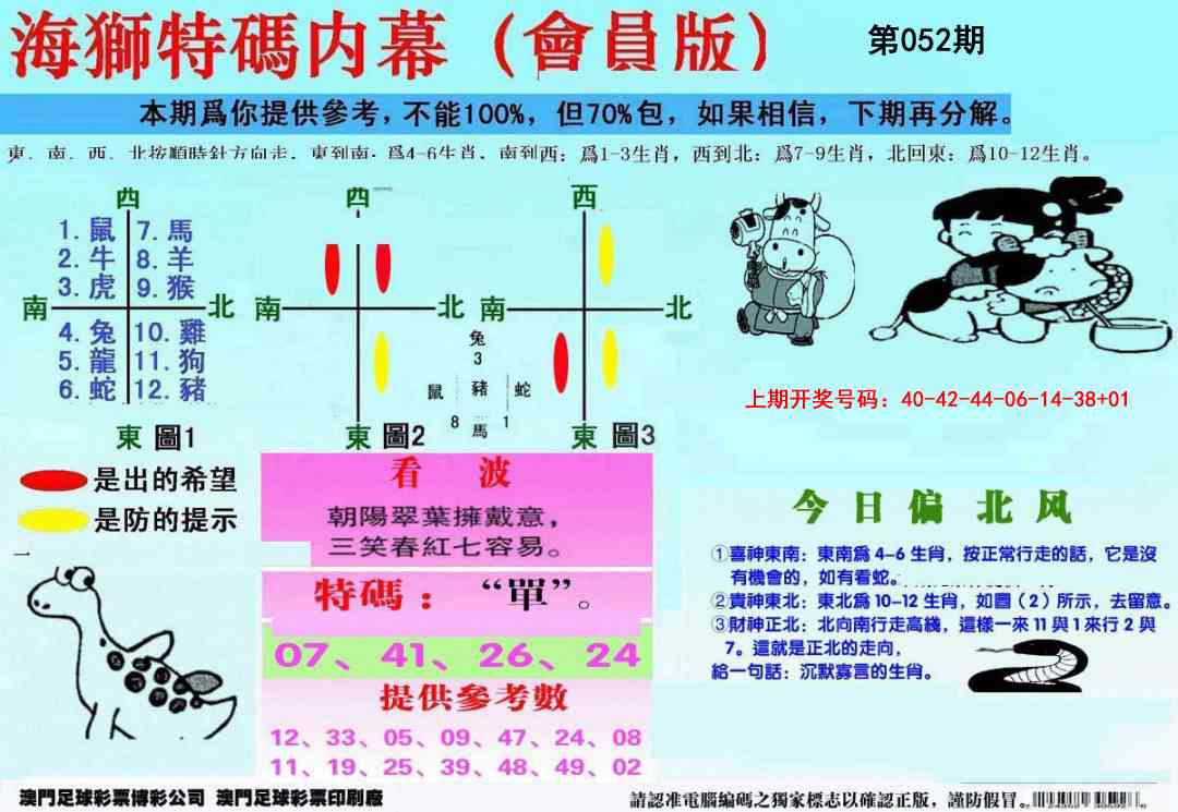 052期另版海狮特码内幕报[图]